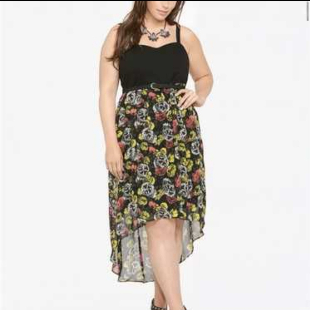 Torrid Black Skull & Floral High Low Dress